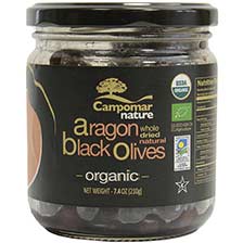Spanish Whole Black Aragon Olives, Dried - Organic