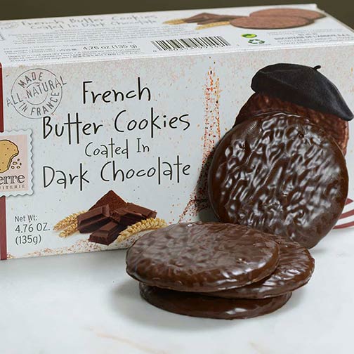 French Butter Cookies Coated in Dark Chocolate