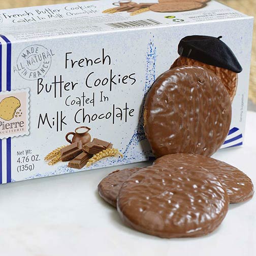 French Butter Cookies Coated in Milk Chocolate