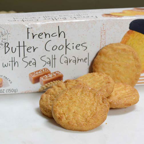 French Butter Cookies with Sea Salt and Caramel