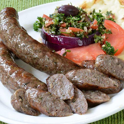 Lamb Sausage with Oregano and Roasted Garlic