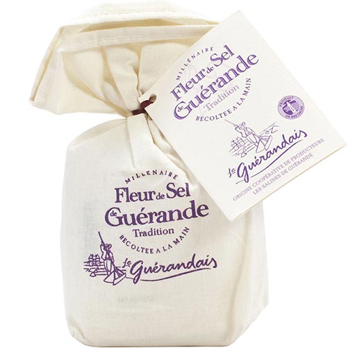 Fleur de Sel Sea Salt from Guerande in a Linen Bag