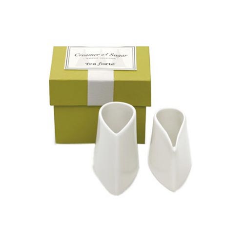 Tea Forte Creamer and Sugar Set in White Porcelain